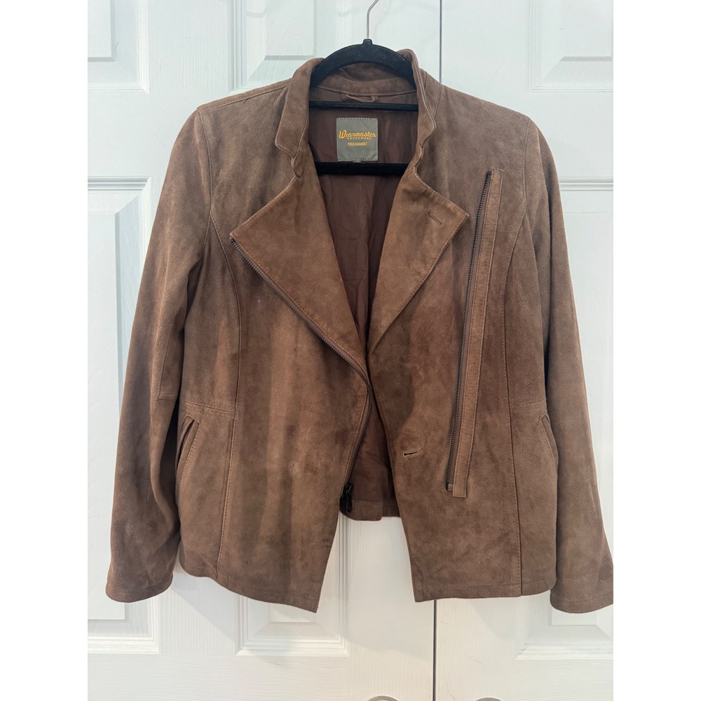 Wearmaster Outerwear Brown Suede 100%Leather Moto JacketXS Asymmetrical Zip Coat